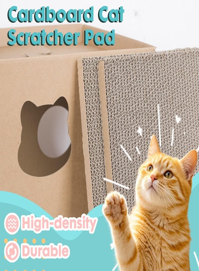 PowerKing Cardboard Cat House with 2-Stories Scratch Pad | 2-Level Cat Play House, Hideaway Cave & Scratching Toy | Durable Corrugated Condos Bed for Indoor Cats/Kittens/Bunny/Small Animals - Image 3